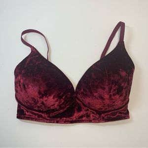 32/34 D/DD La Senza red burgundy velvet bra